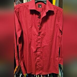 jf j.ferrar Men's Crimson Button-Up Shirt